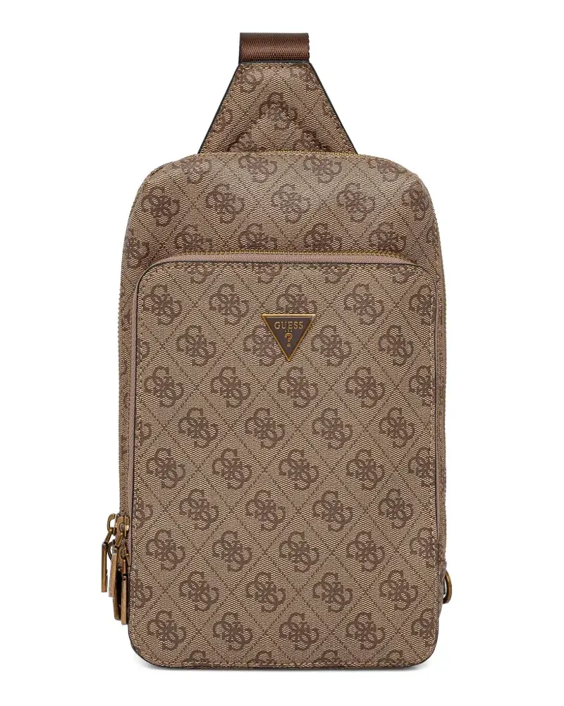 Guess Milano monogram zip messenger bag - Braun Braun