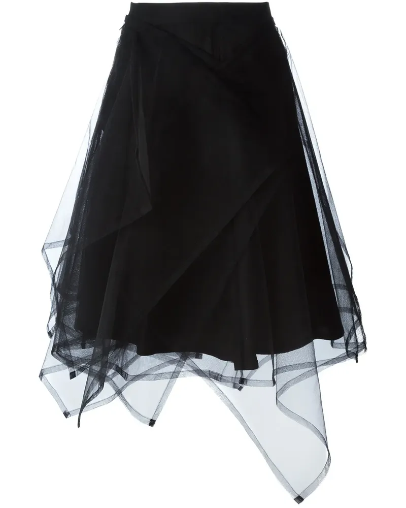 Noir Kei Ninomiya Asymmetrischer Tüllrock - Schwarz Schwarz