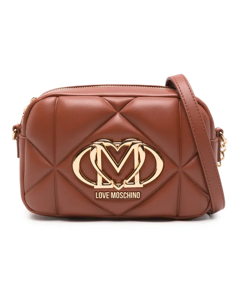 Moschino Gesteppte Schultertasche mit Logo - Braun Braun
