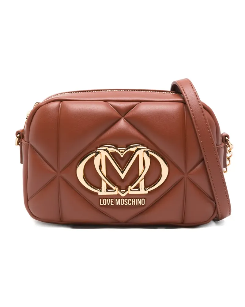 Moschino Gesteppte Schultertasche mit Logo - Braun Braun