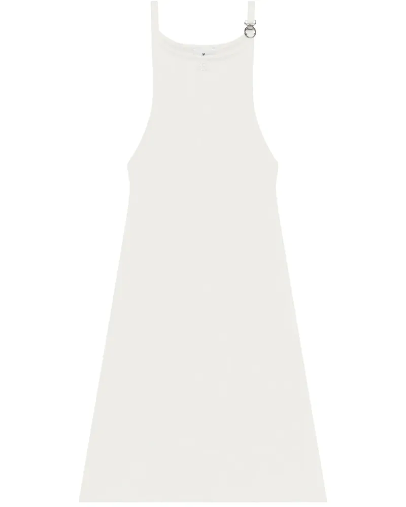 Courrèges Geripptes Kleid mit Schnalle - Weiß Weiß
