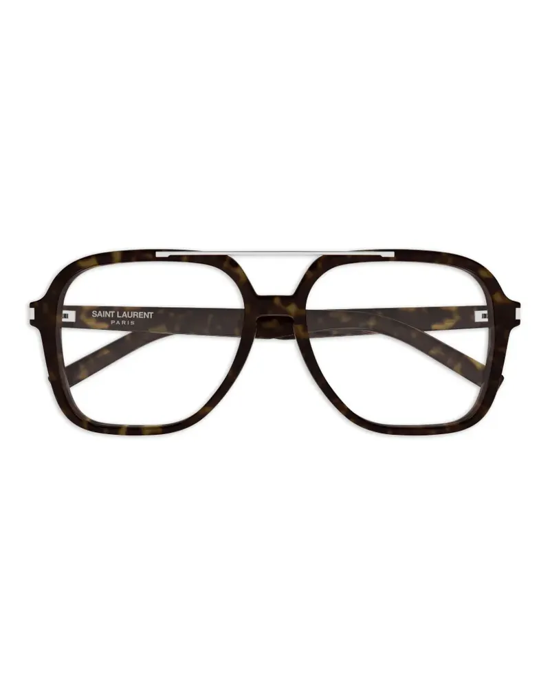 Saint Laurent tortoiseshell-effect pilot-frame glasses - Braun Braun