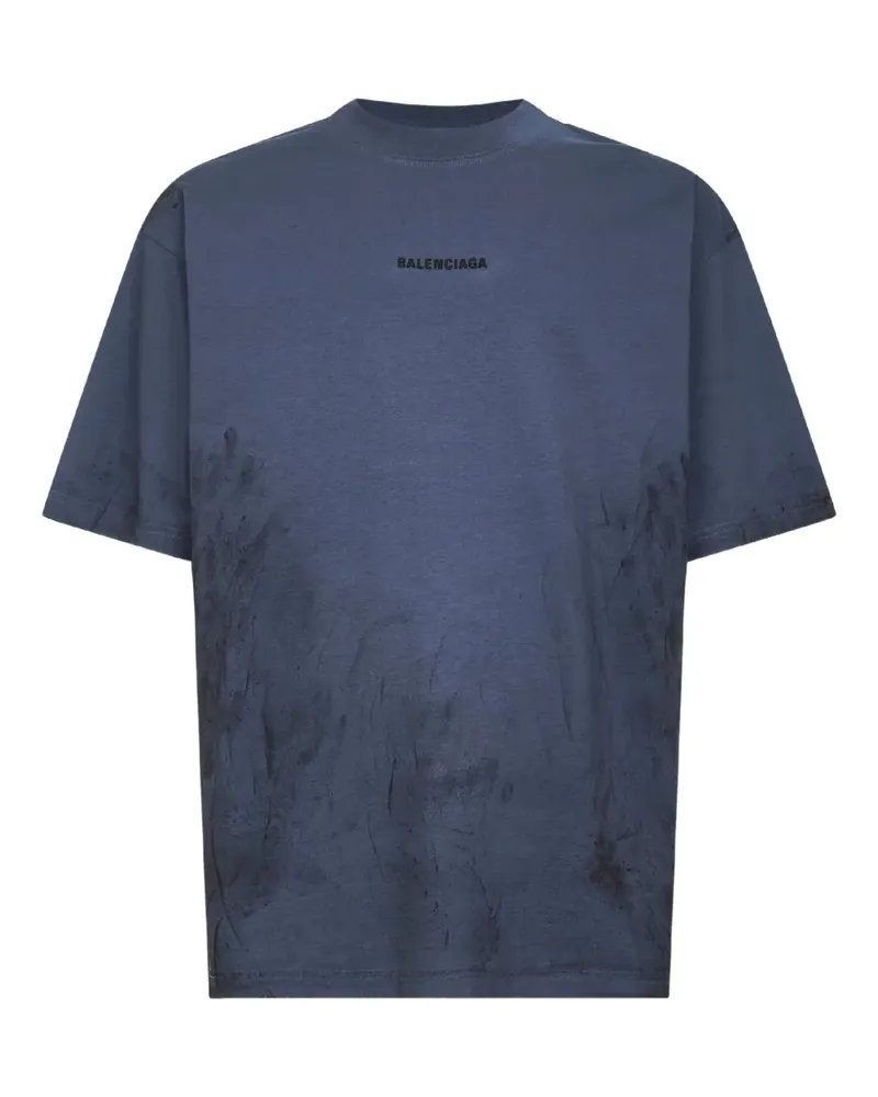 Balenciaga T-Shirt mit Logo-Print - Blau Blau
