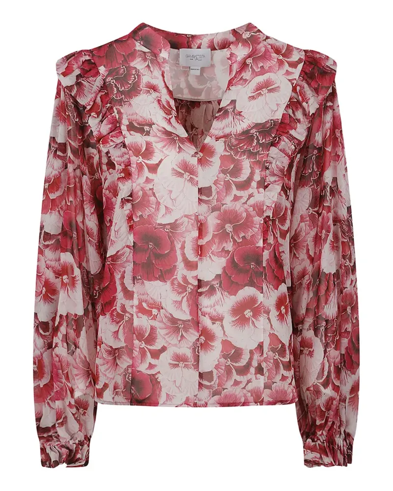 Giambattista Valli Gerüschte Bluse mit Blumenprint - Weiß Weiß