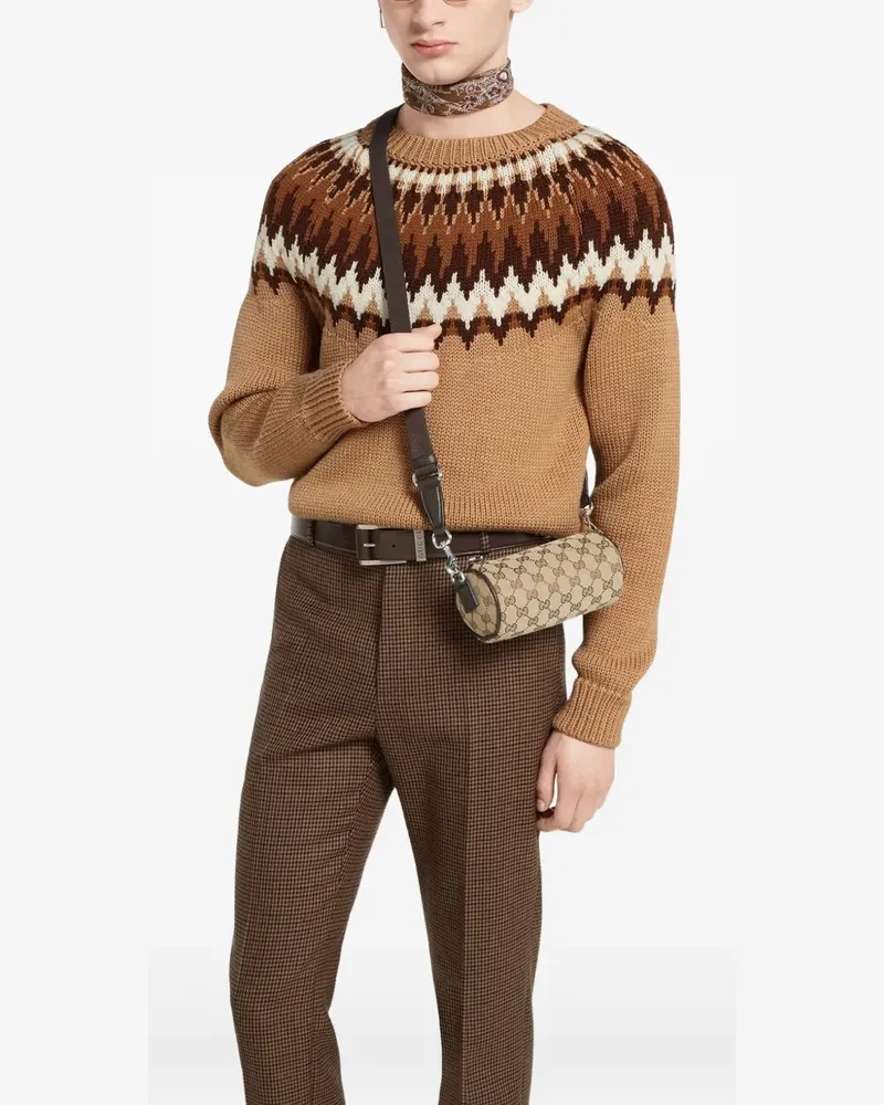 Gucci gg canvas web shoulder bag - Nude Nude