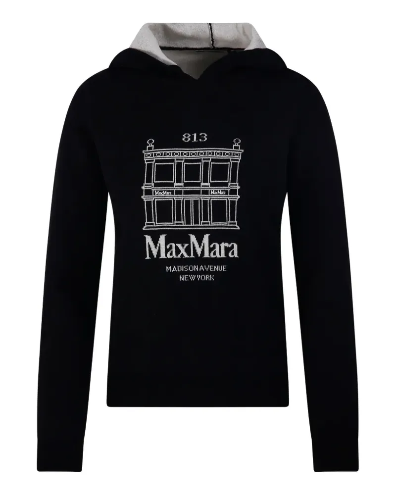 Max Mara Hoodie mit Logo-Stickerei - Schwarz Schwarz