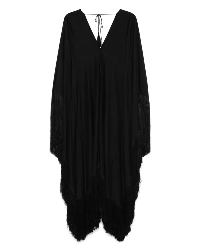 Taller Marmo Maxikleid mit Fransen - Schwarz Schwarz