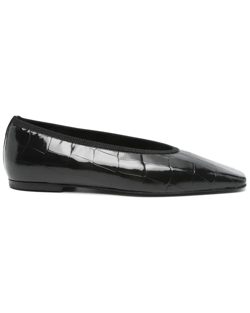 Totême Minimalist Ballerinas mit Kroko-Effekt - Schwarz Schwarz