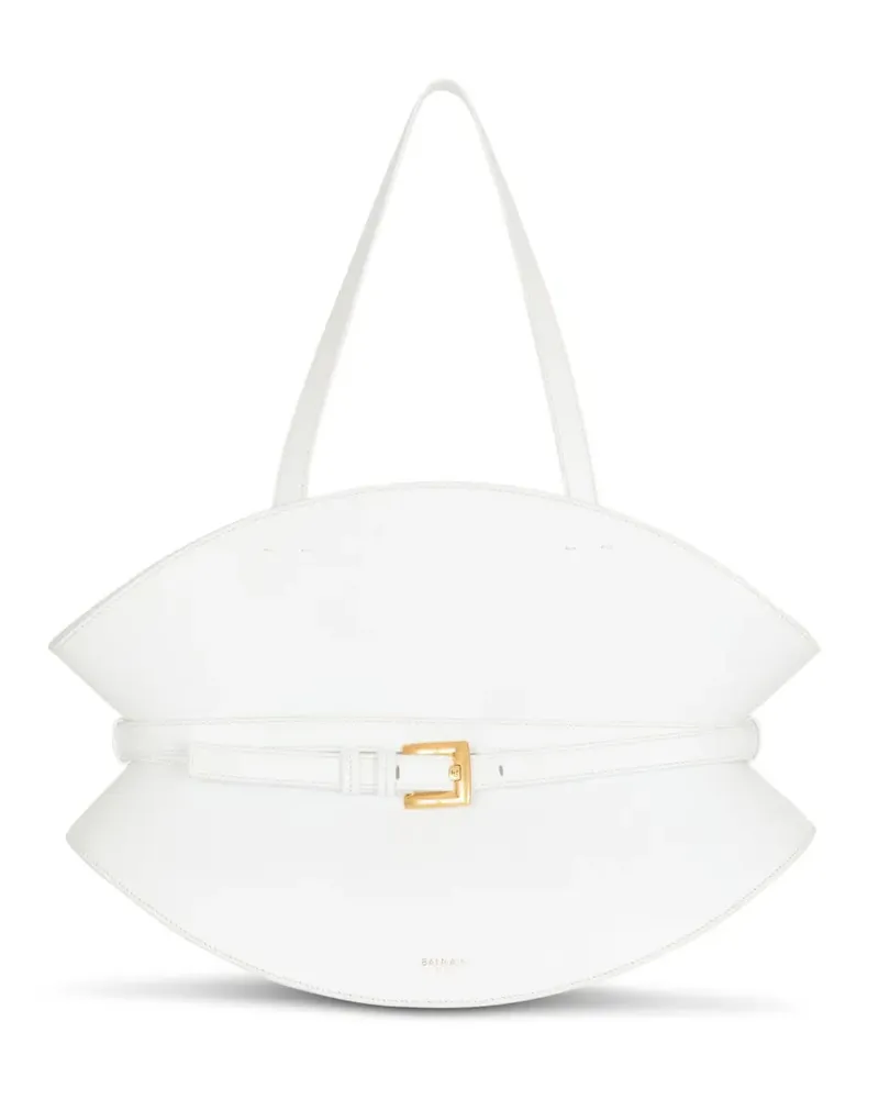 Balmain Mittelgroße Schultertasche mit Gürtel - Weiß Weiß