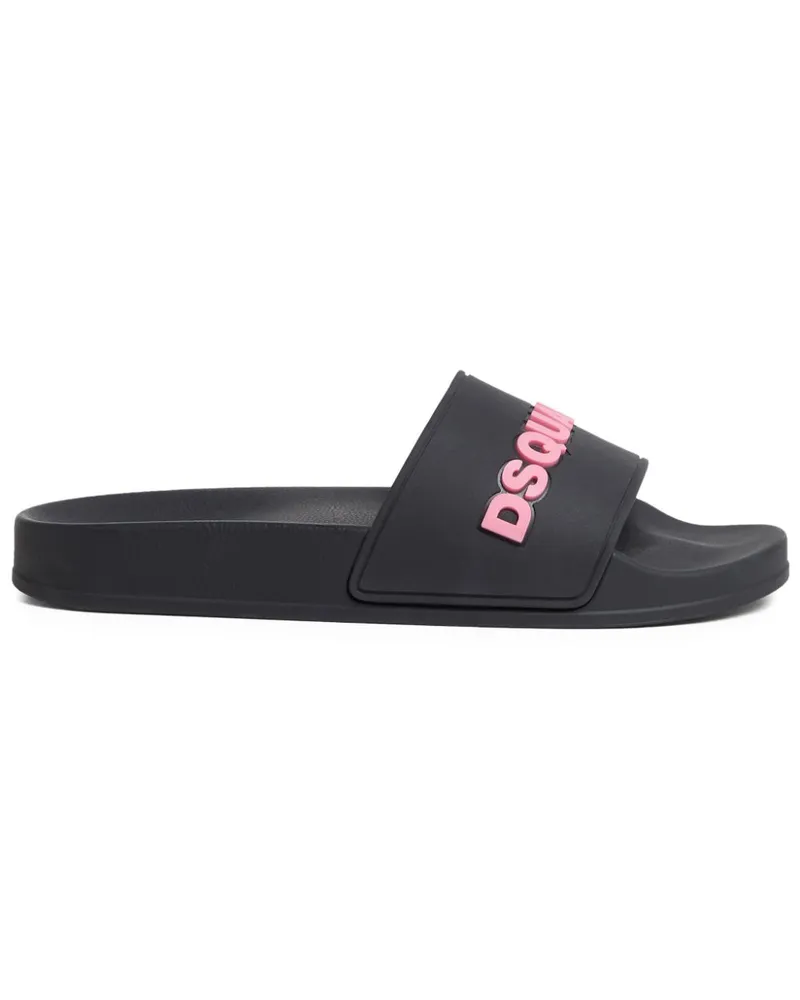 Dsquared2 Pantoletten mit Logo-Print - Schwarz Schwarz