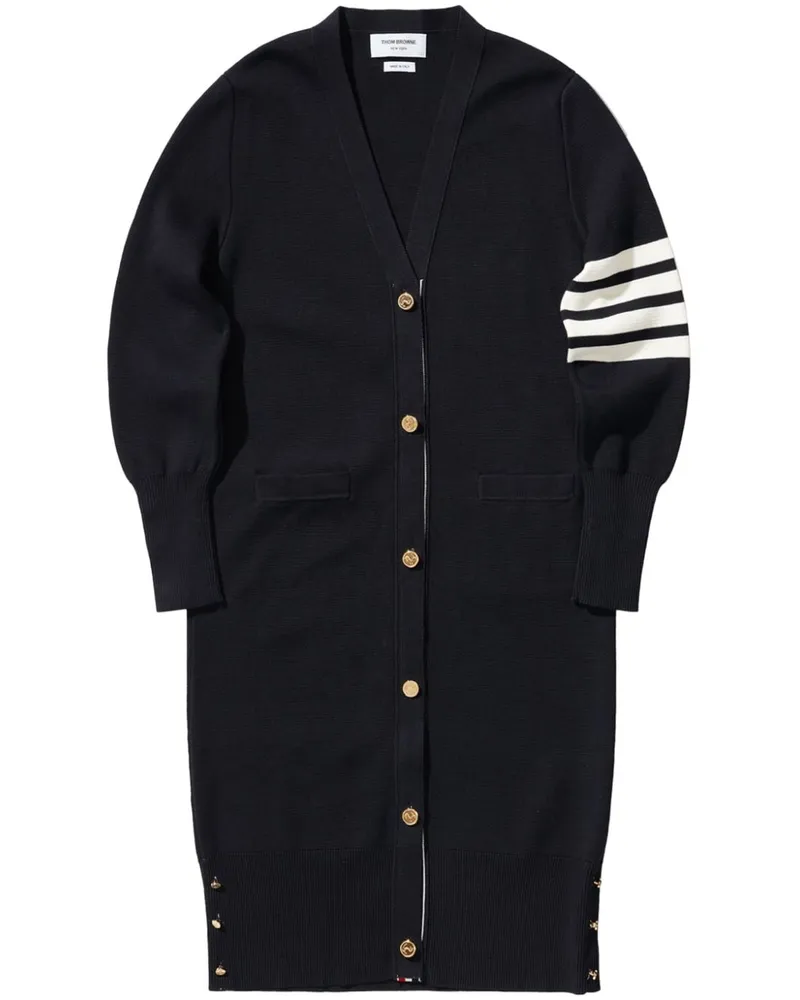 Thom Browne Cardigan mit Logo-Streifen und V-Ausschnitt - Blau Blau