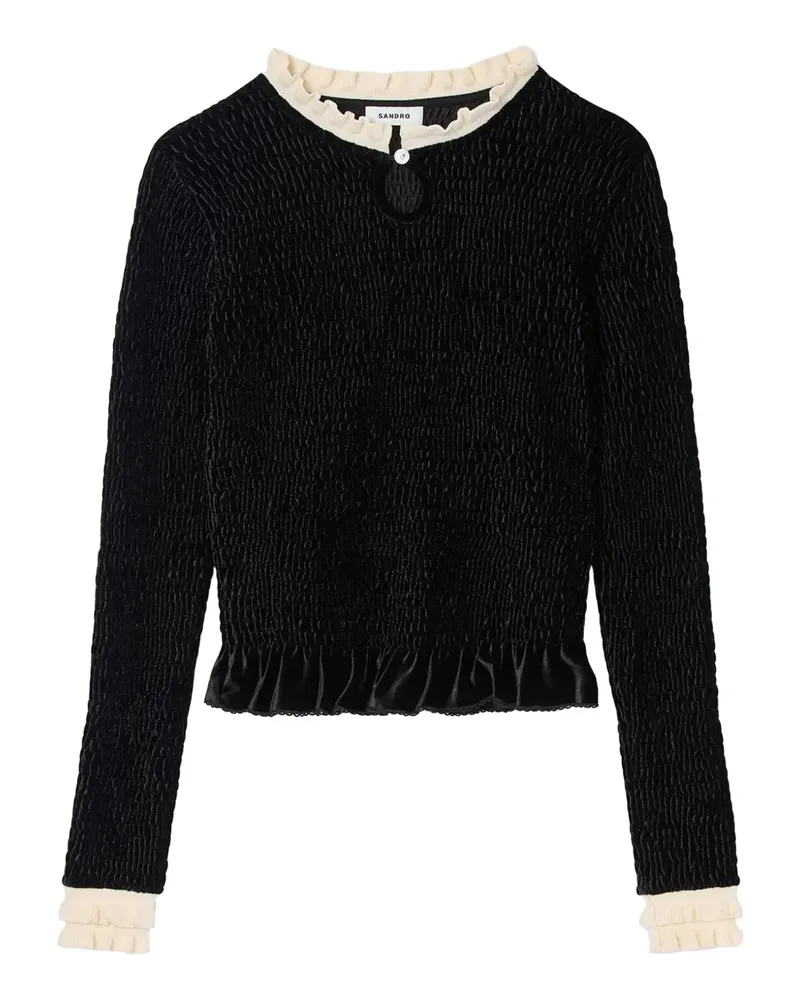 Sandro Oberteil mit Rüschen - Schwarz Schwarz