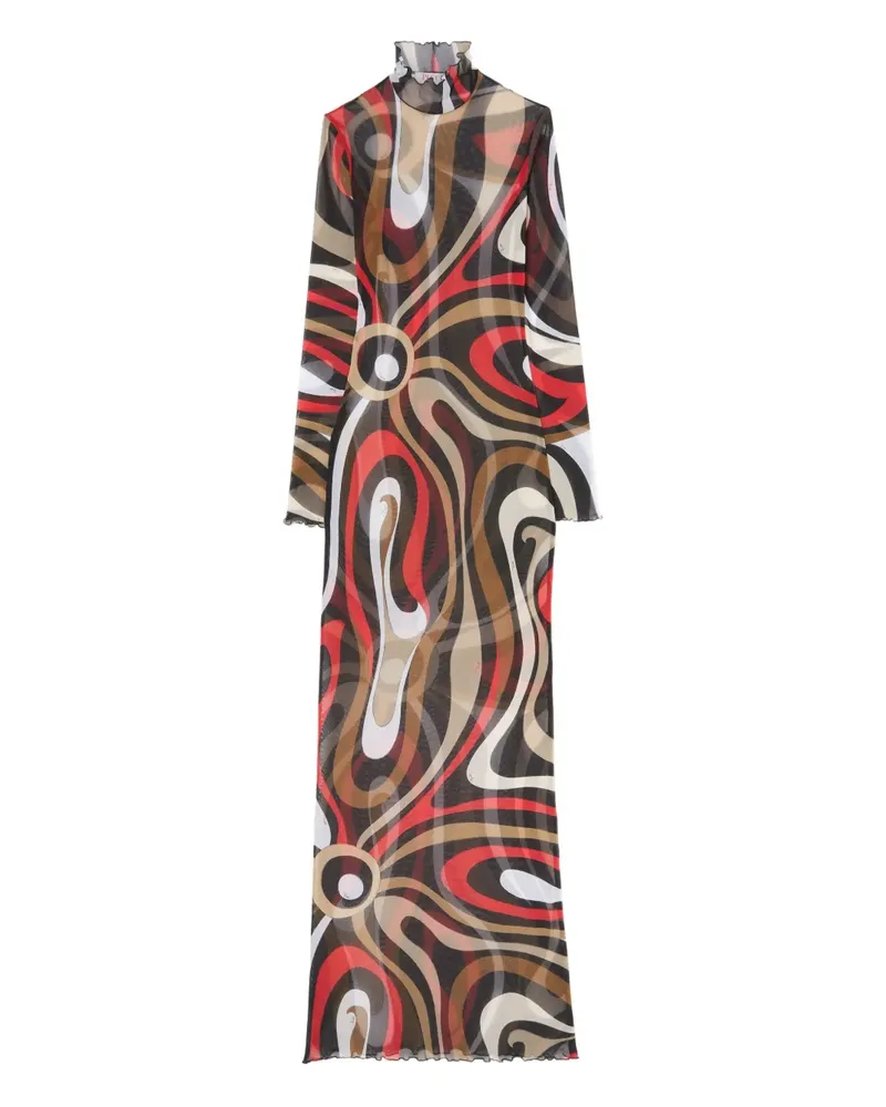 Emilio Pucci Marmo-print maxi dress - Braun Braun