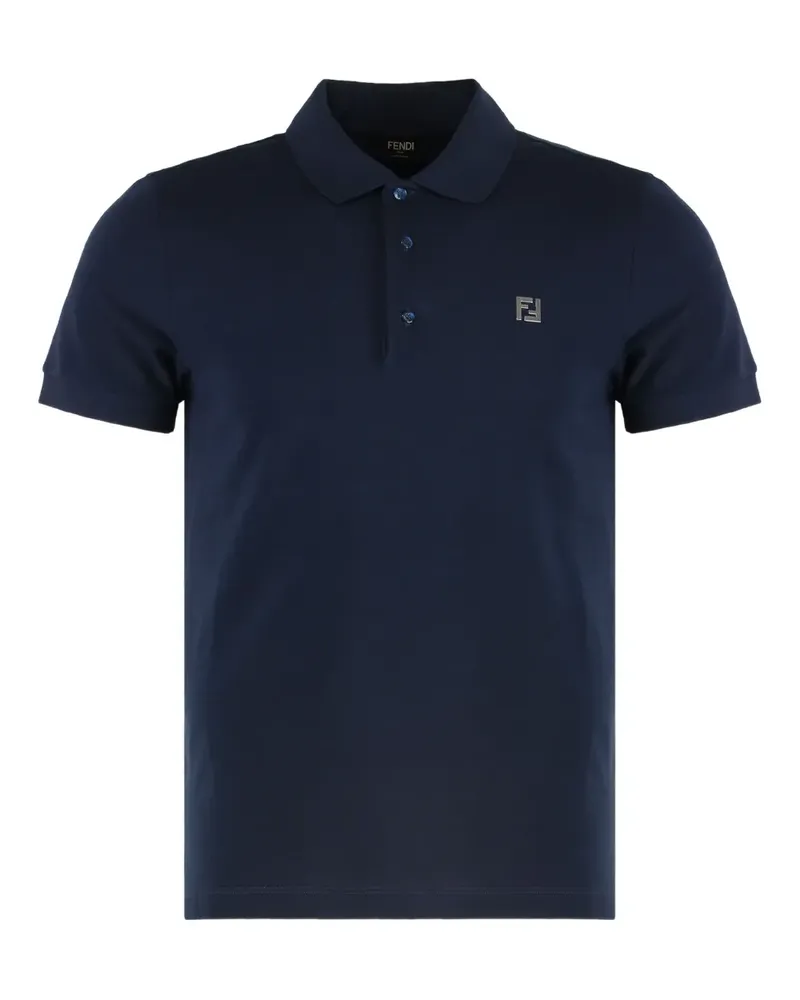 Fendi Poloshirt mit Logo-Schild - Blau Blau