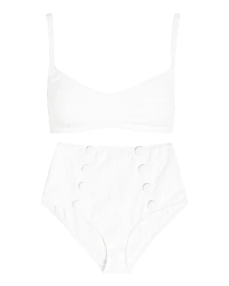Lisa Marie Fernandez floral-jacquard button-detail bikini - Weiß Weiß
