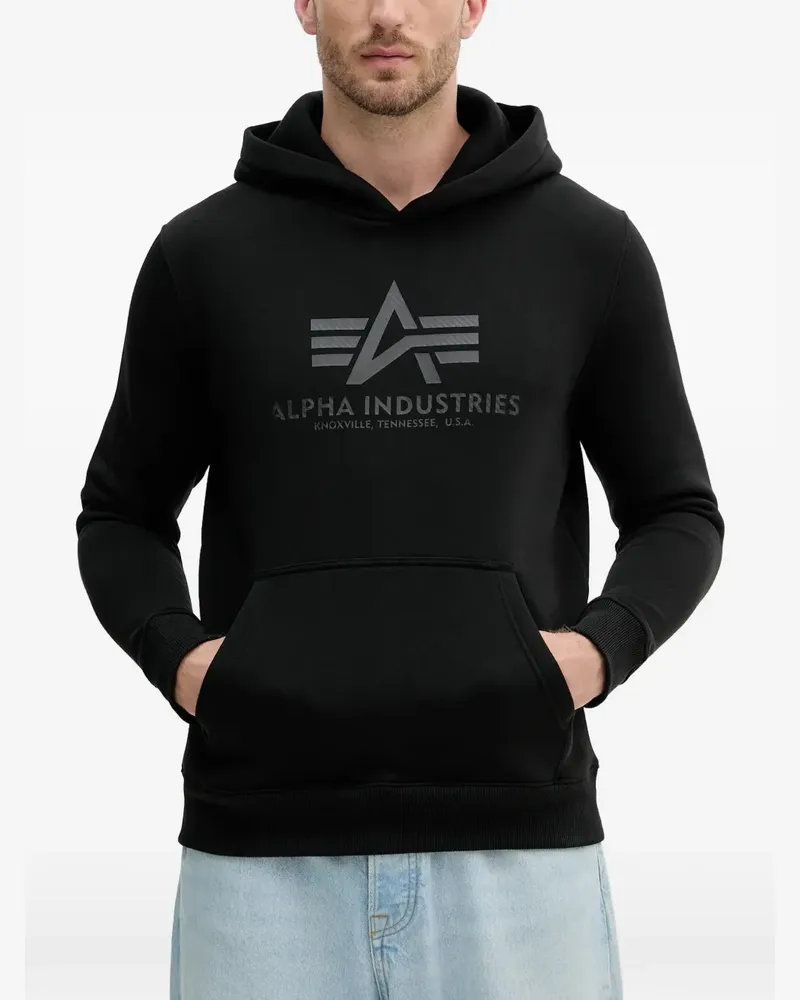 Alpha Industries logo-print pouch-pocket hoodie - Schwarz Schwarz