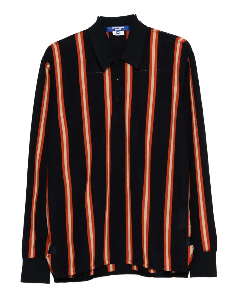 Junya Watanabe striped long-sleeve polo shirt - Blau Blau