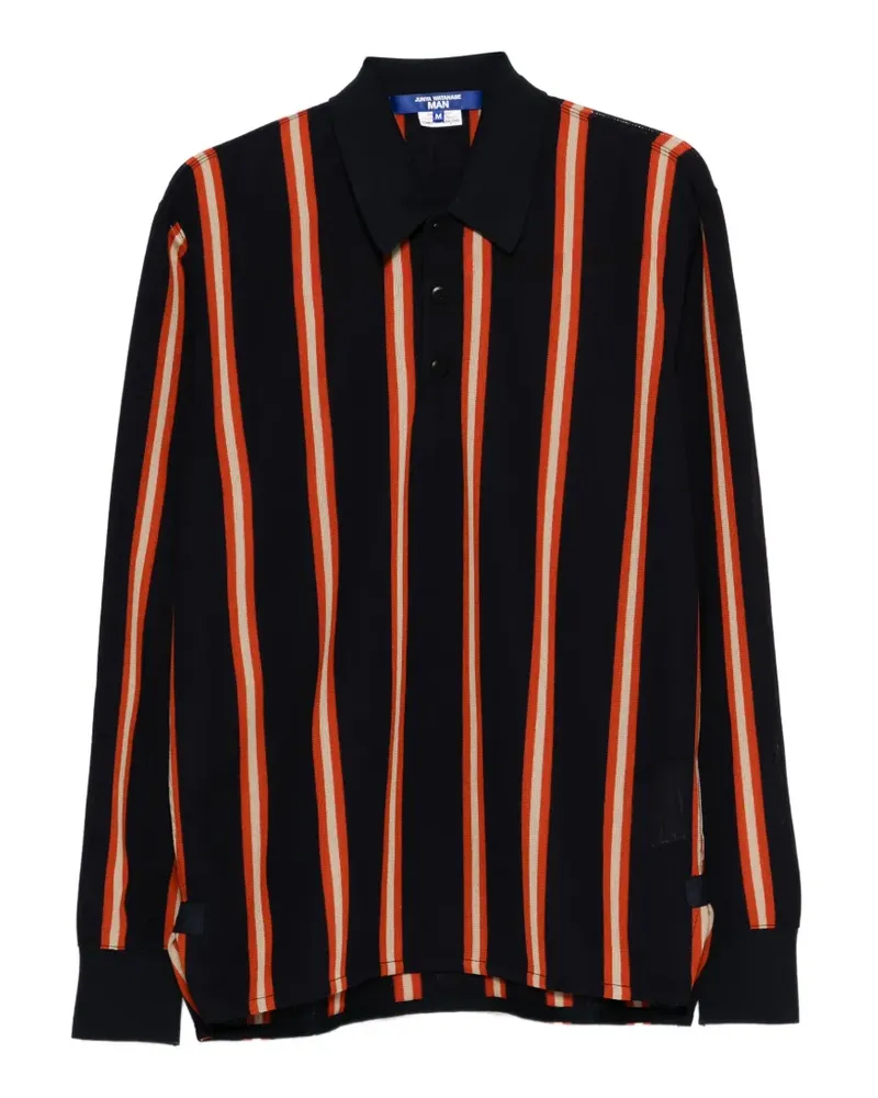 Junya Watanabe striped long-sleeve polo shirt - Blau Blau