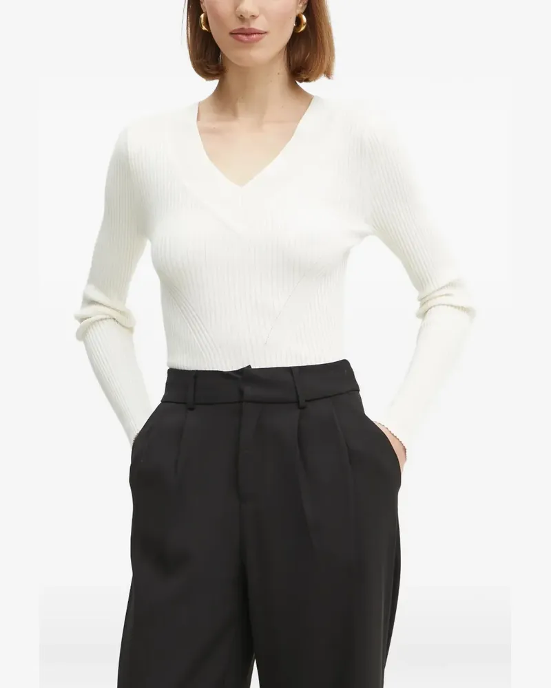 Guess ribbed-knit V-neck sweater - Weiß Weiß