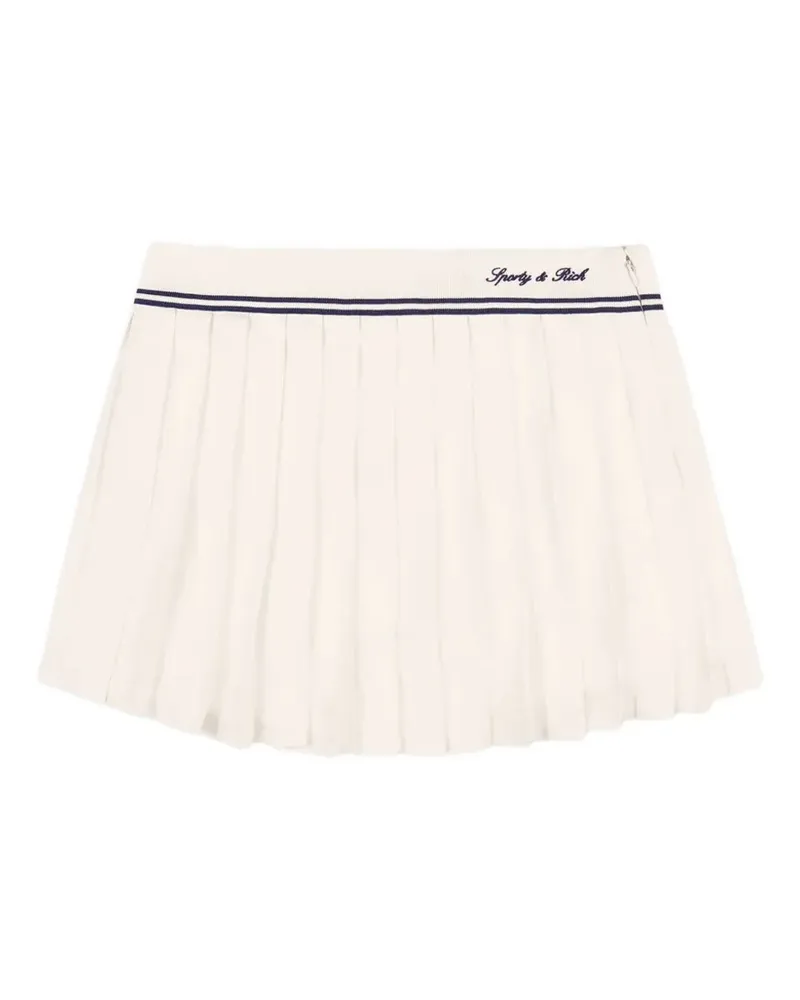 SPORTY & RICH Serif pleated logo-embroidered mini skirt - Nude Nude
