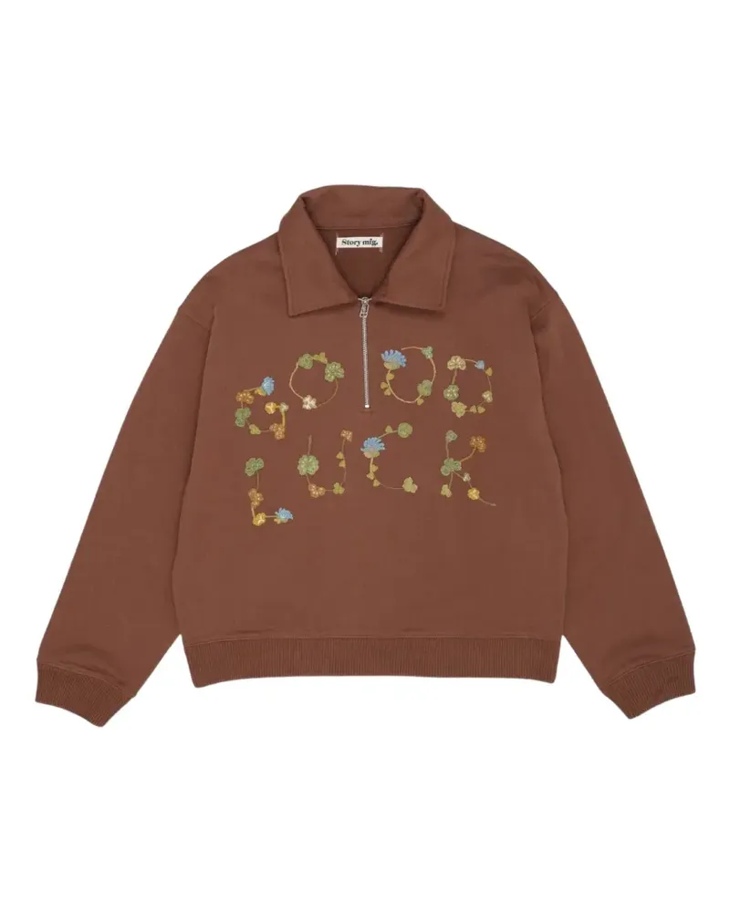 STORY mfg. Geo embroidered quarter-zip sweater - Braun Braun