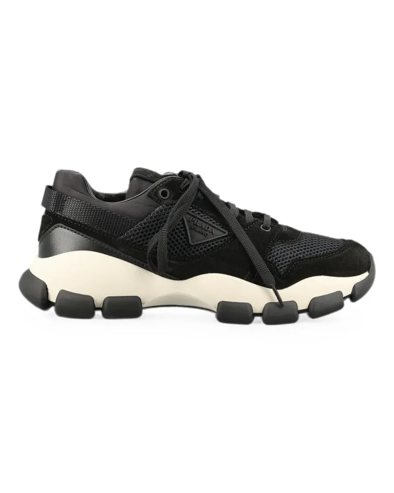 Prada logo-patch panelled sneakers - Schwarz Schwarz