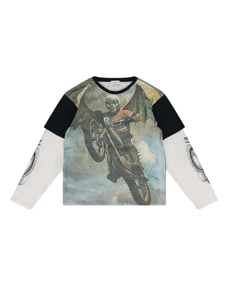 RHUDE Leap of Death T-Shirt im Layering-Look - Grau Grau