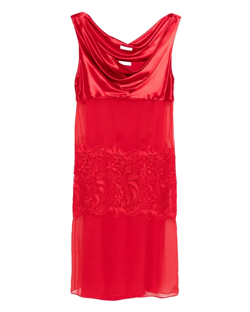 Ferragamo cowl-neck lace-insert dress - Rot Rot