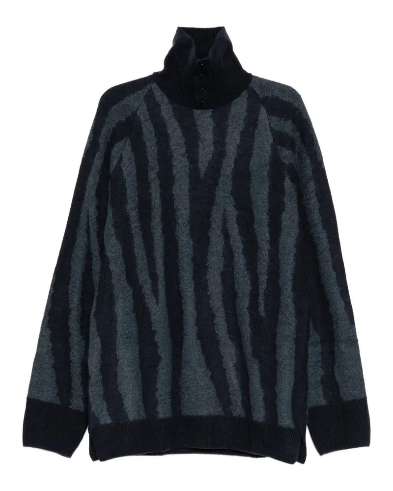 Yohji Yamamoto Gestreifter 7G Pullover - Schwarz Schwarz