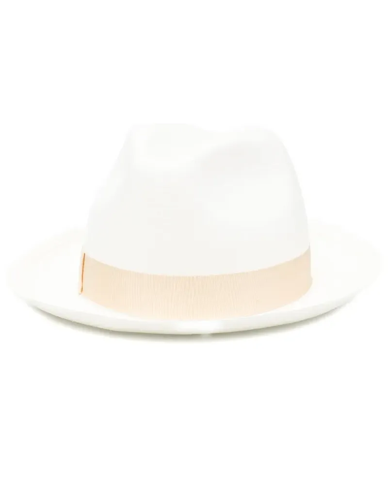 Borsalino Monica ribbon-detail straw hat - Weiß Weiß