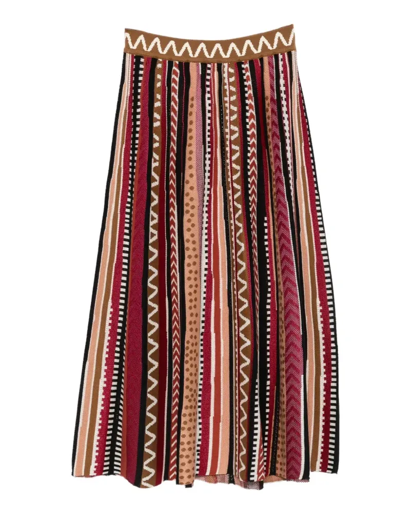 Cecilia Prado Carla geometric-pattern knit midi skirt - Braun Braun