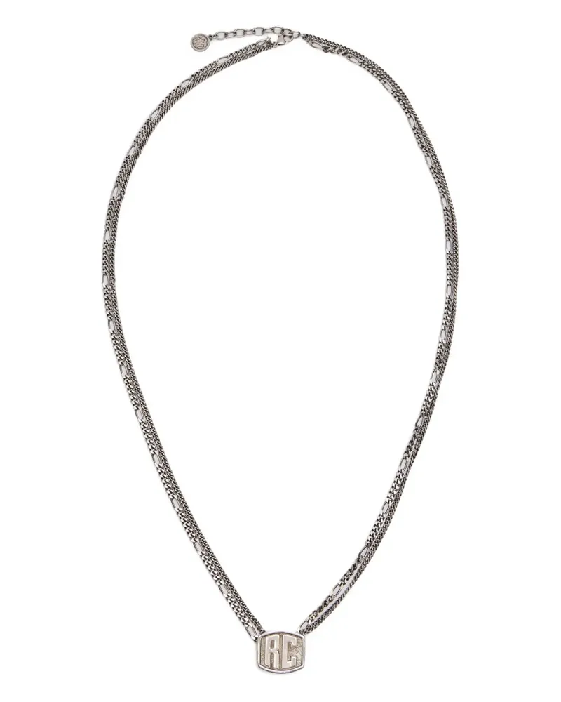 Roberto Cavalli Doppelsträngige Halskette mit Monogramm - Silber Silber