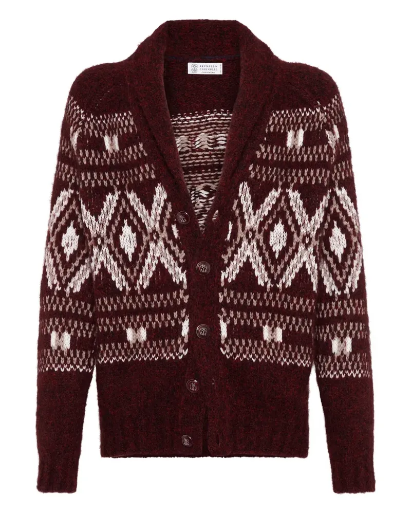 Brunello Cucinelli Gemusterter Cardigan - Rot Rot