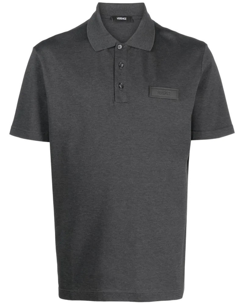 Versace Poloshirt mit Logo-Patch - Grau Grau