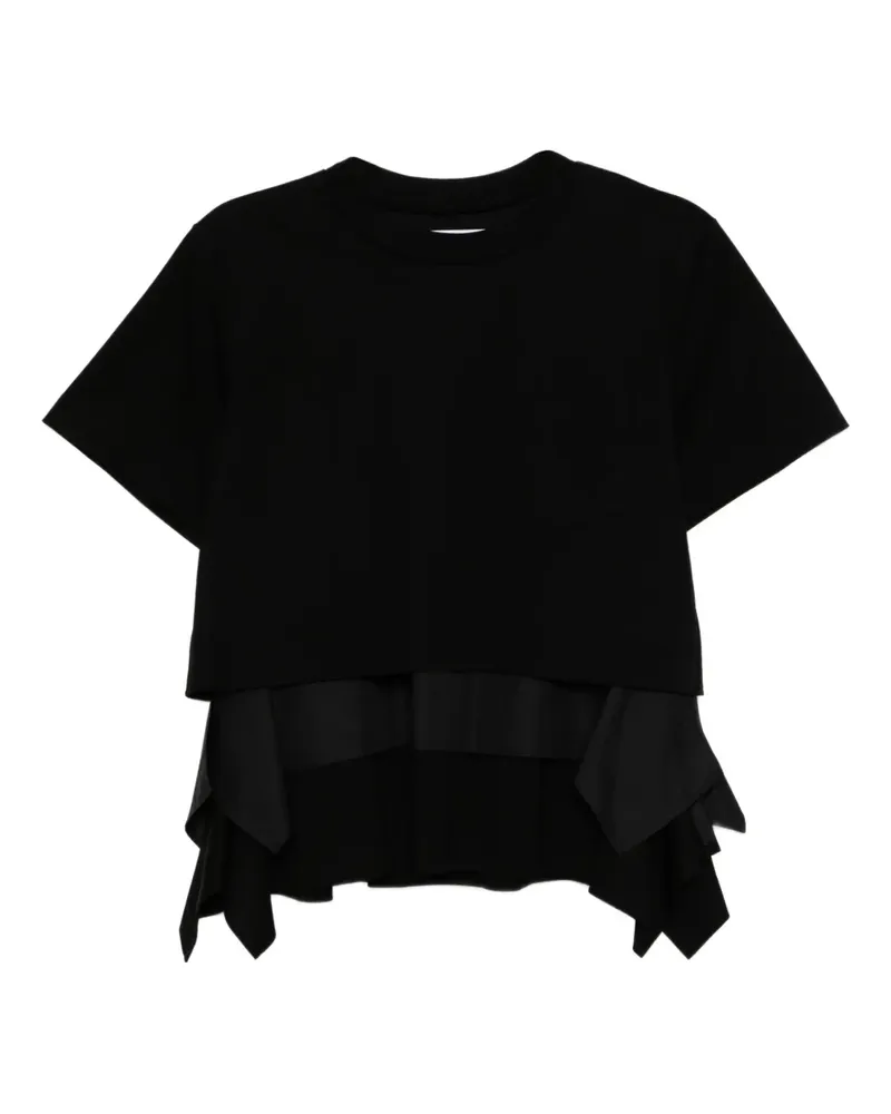 Sacai T-Shirt aus Popeline - Schwarz Schwarz