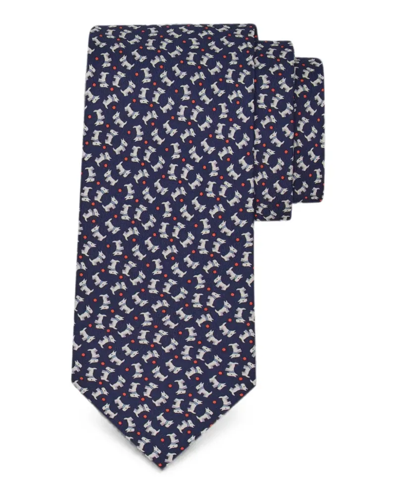 Ferragamo Seidenkrawatte mit Charlie-Print - Blau Blau