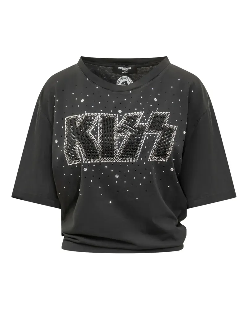 Dsquared2 x KISS T-Shirt mit Strass - Schwarz Schwarz