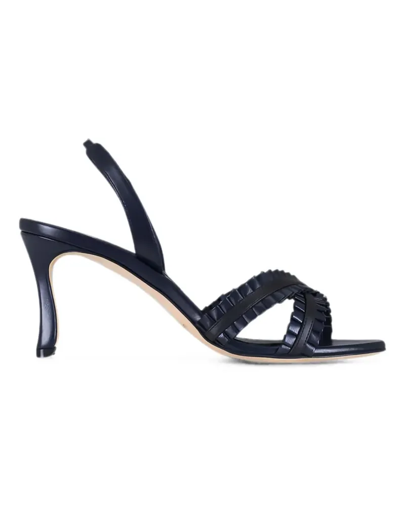 Manolo Blahnik Gerüschte Sandalen mit überkreuzten Riemen - Blau Blau
