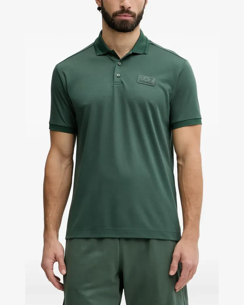 EA7 logo-patch short-sleeve polo shirt - Grün Grün