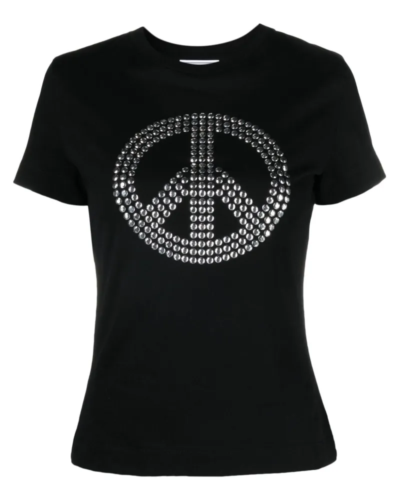 Moschino T-Shirt mit Friedenszeichen - Schwarz Schwarz