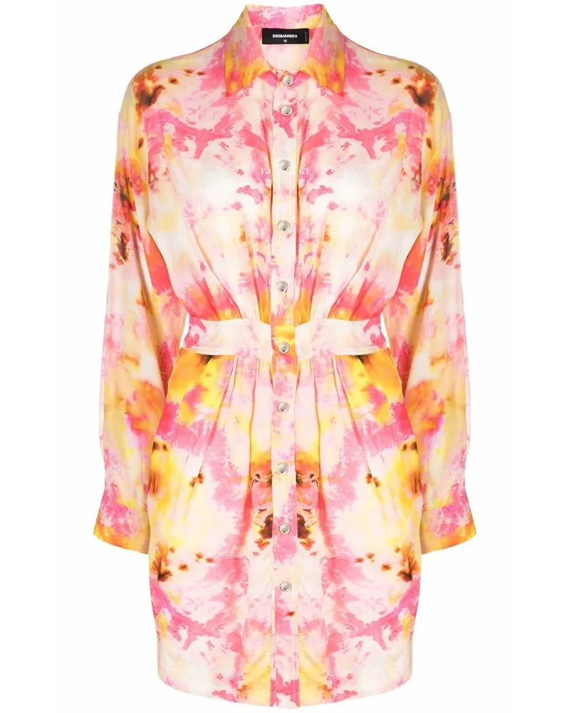 Dsquared2 Hemdkleid mit Batik-Print - Rosa Rosa