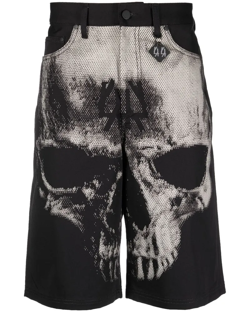 44 LABEL GROUP Bermudas mit Totenkopf-Print Schwarz