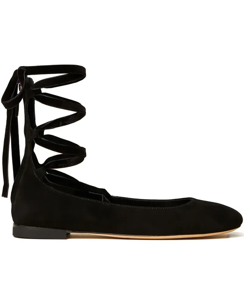 Twin-Set Ballerinas aus Wildleder mit Schnürung - Schwarz Schwarz