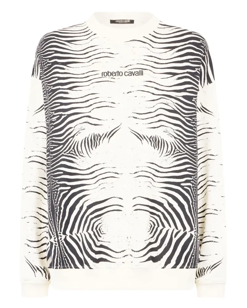 Roberto Cavalli Sweatshirt mit Zebra-Print - Weiß Weiß