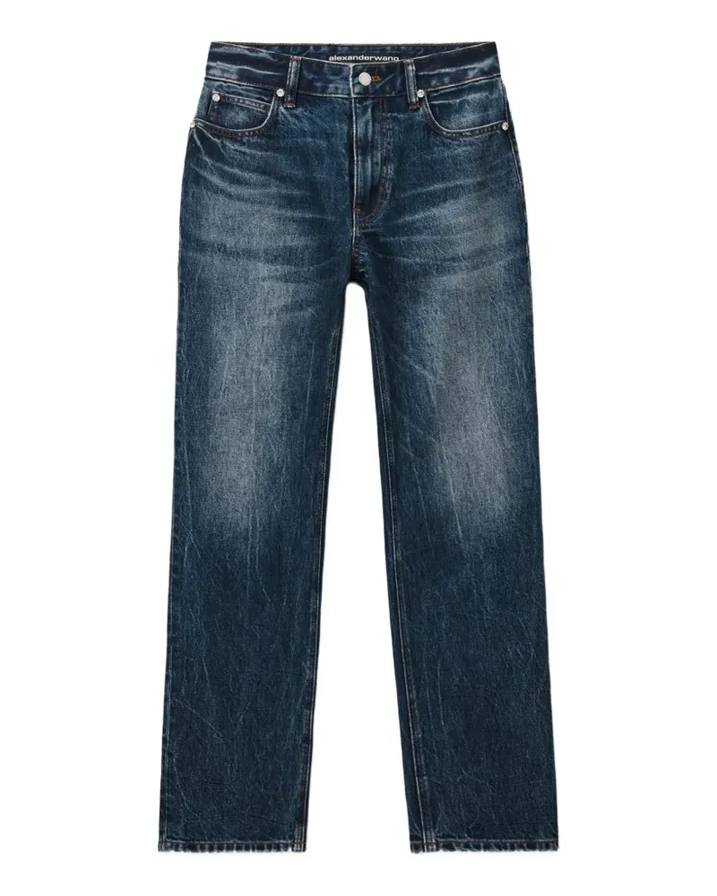 Alexander Wang high-rise taper jeans w/ crystal stud - Blau Blau