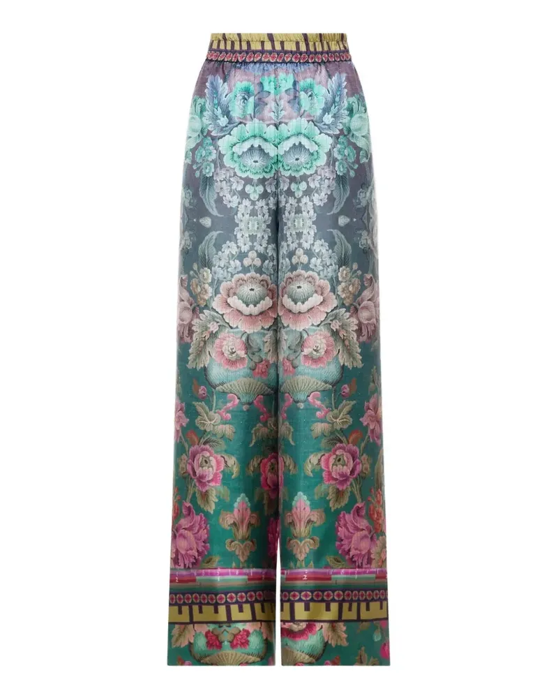 Pierre-Louis Mascia Aloe floral-print elasticated-waistband palazzo pants - Grün Grün