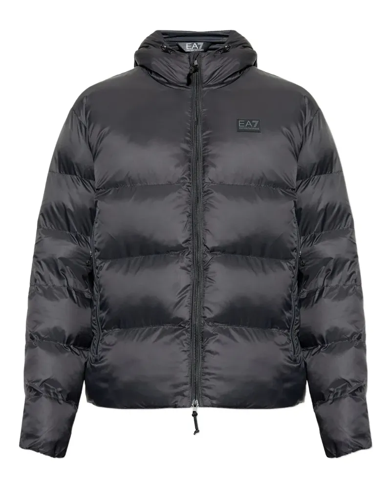 EA7 hooded logo jacket - Schwarz Schwarz