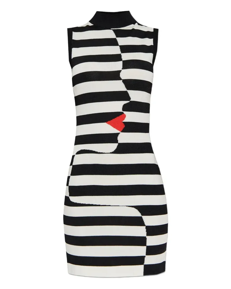 Balmain Gestreiftes Minikleid - Weiß Weiß