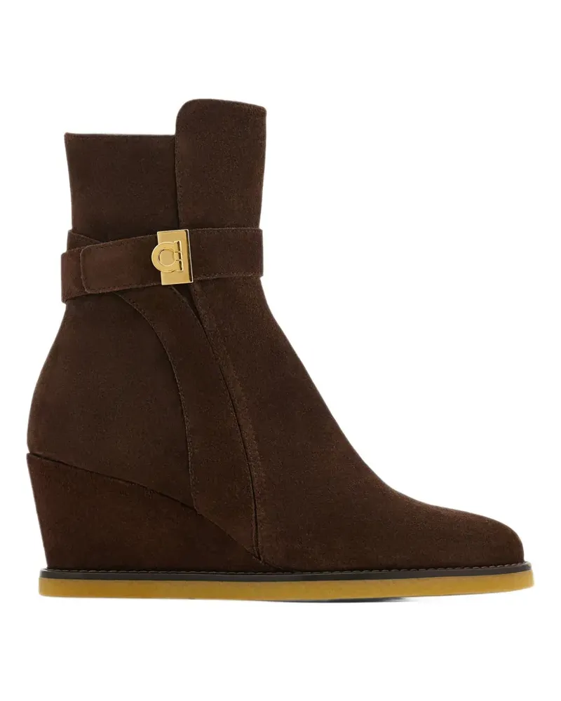 Ferragamo Stiefeletten mit Wedge-Absatz und Hug-Schnalle - Braun Braun