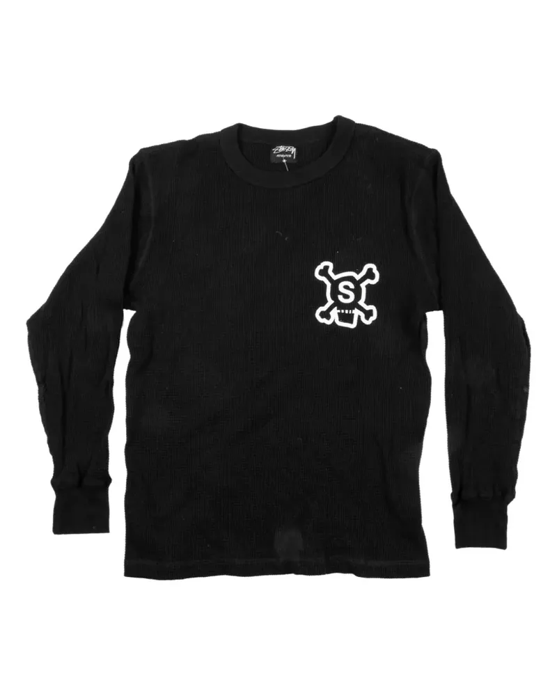 Stüssy Langarmshirt mit Totenkopf-Print - Schwarz Schwarz